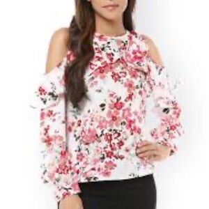 ANTHROPOLOGIE • SANCTUARY Floral Smocked Cold Shoulder Blouse